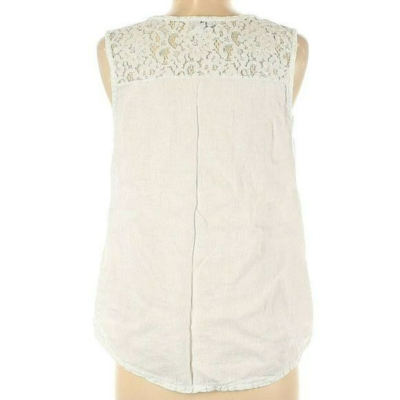TERZO MILLENNIO White Linen Tailored Sleeveless Pullover Top Women's Size Medium - Picture 2 of 2